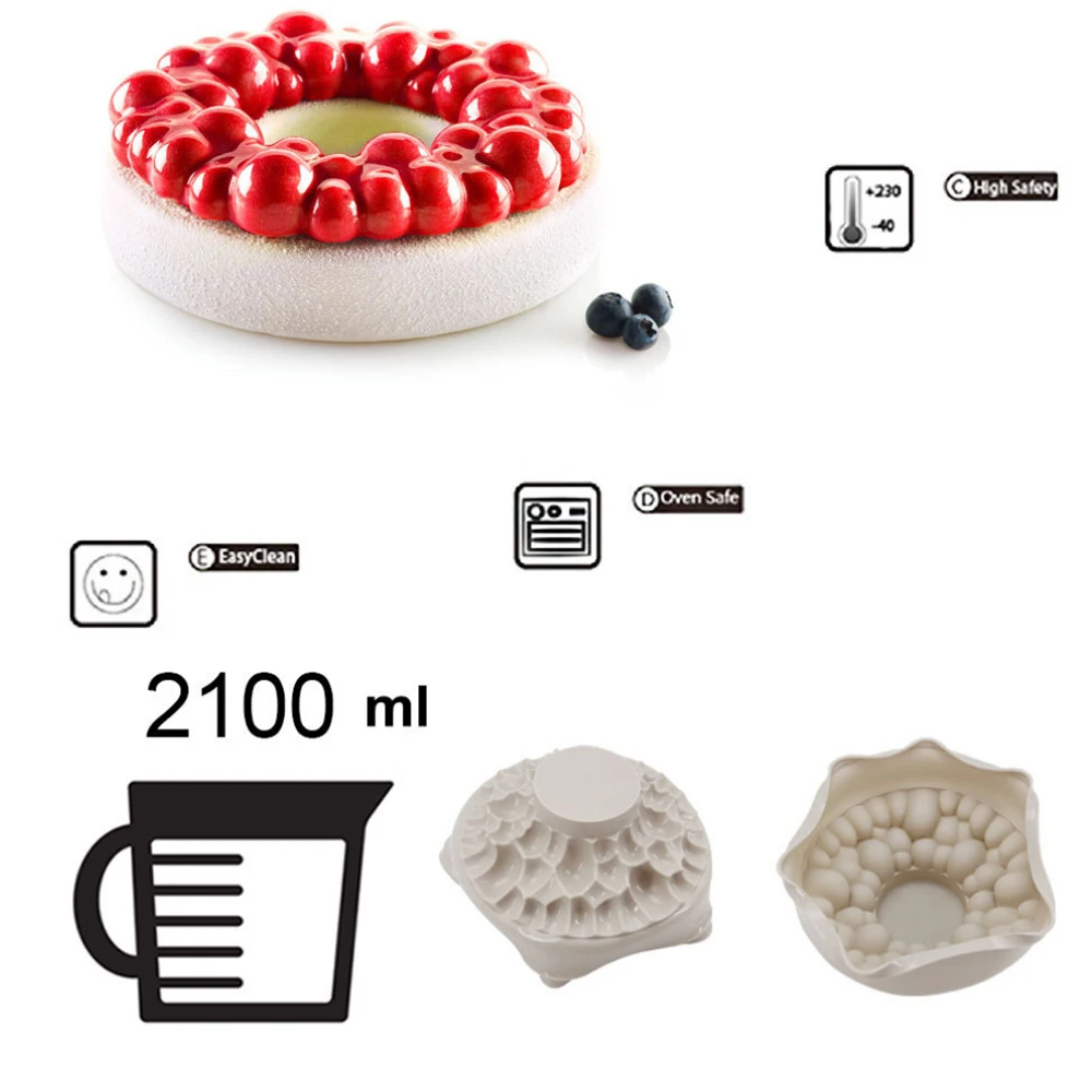 Ķiršu Burbulis Vainagu Silikona Pelējuma Torti Desertu Uzpūtenis DIY 3D Kūka Šokolādes Konditorejas izstrādājumi Pelējuma Virtuves Kūku Cepšanas Rīki