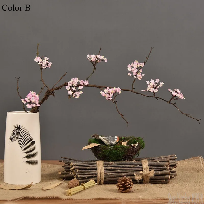 Ķiršu ziedu koks filiāle Mākslīgā Zīda ziedi Sakura Rotangpalmas Kudo kritumu mājas Dekorēšana Home galda Dekori viltus ziedu