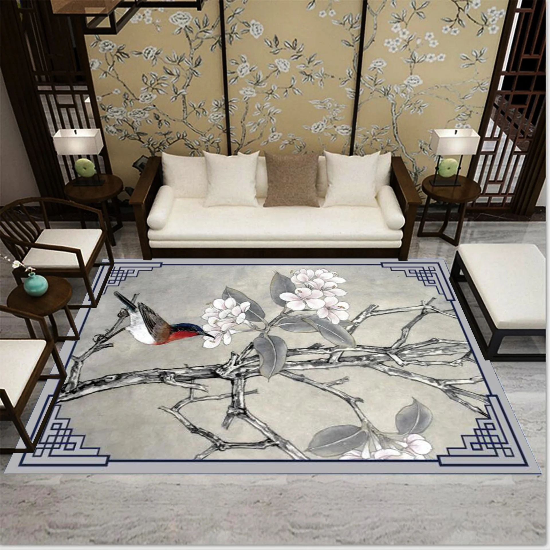 Ķīniešu Stila Ziedu Putni 3D Paklāja viesistabā, Guļamistabā Paklāju Dīvānu Mat Lielu Paklāji Pētījums/ Gultas/Gaitenis Mājas Doormat