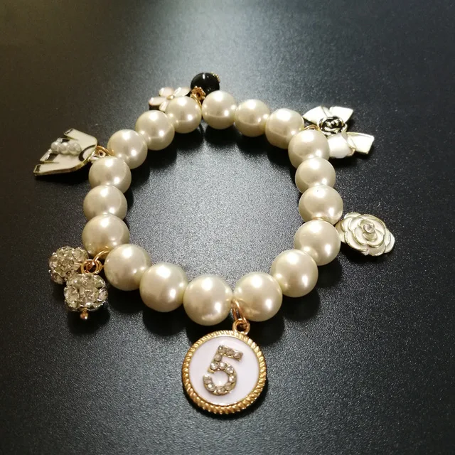 Šarmu, Krelles, Pērļu rokassprādzes & aproces sievietēm bijoux Kristāla No. 5 Luxury pearl c Aproce pulseiras feminina dāvanu rotaslietas
