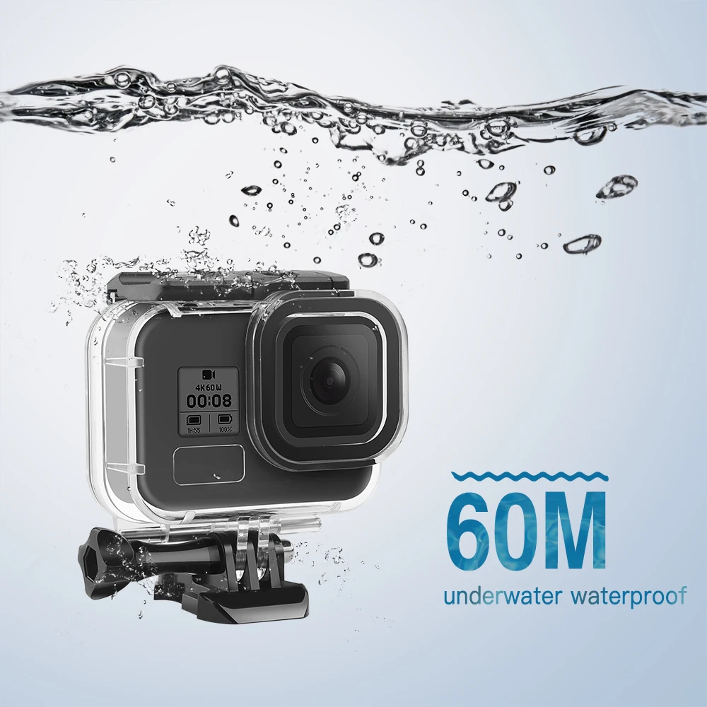 ŠAUT 60M Ūdensizturīgs Gadījumā GoPro Hero 8 Black Aizsardzības Daivings, Zemūdens Korpuss Korpusa Vāks Go Pro 8 Kameru Piederumu