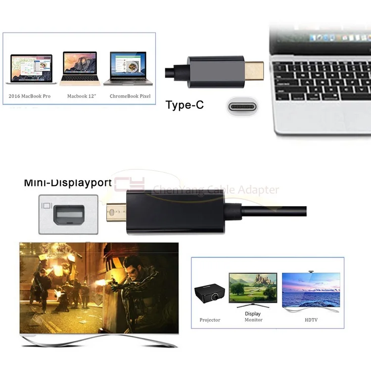 1.8 m USB 3.1 Tips-C USB-C Mini DisplayPort DP vīriešu 4k Monitoru Vadu, usb c Tipa Mini Display Port adapter