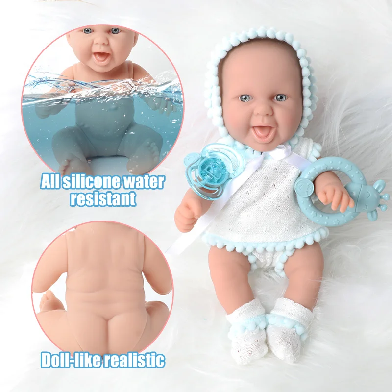 10 collu spilgti bebe atdzimis lelle jaundzimušo ūdensizturīgs izglītības rotaļlietas 26cm Imitācijas mīkstu Silikona zīdaiņu mierinātāji Handbell DIY lelles