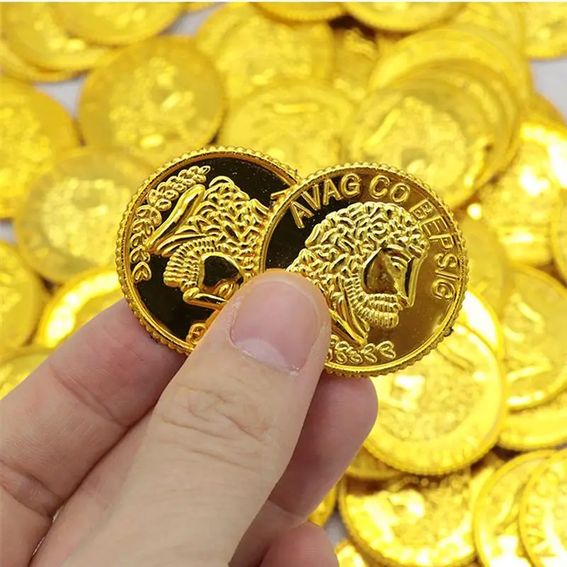100gab Pirāti Zelta Monētas Plastmasas Zelta Monētas Aksesuāri Spēle Accessary Smieklīgi Spēlē Rotaļlietas Bērniem, Bērnu (Zelta)