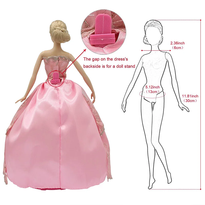 10pcs/daudz Izlases Modes Kleita Barbie Lelle Drēbes Princess Kāzu Kleitu Noble Puse Kleita Barbie Lelle Tērpiem 1/6 Rotaļlietas