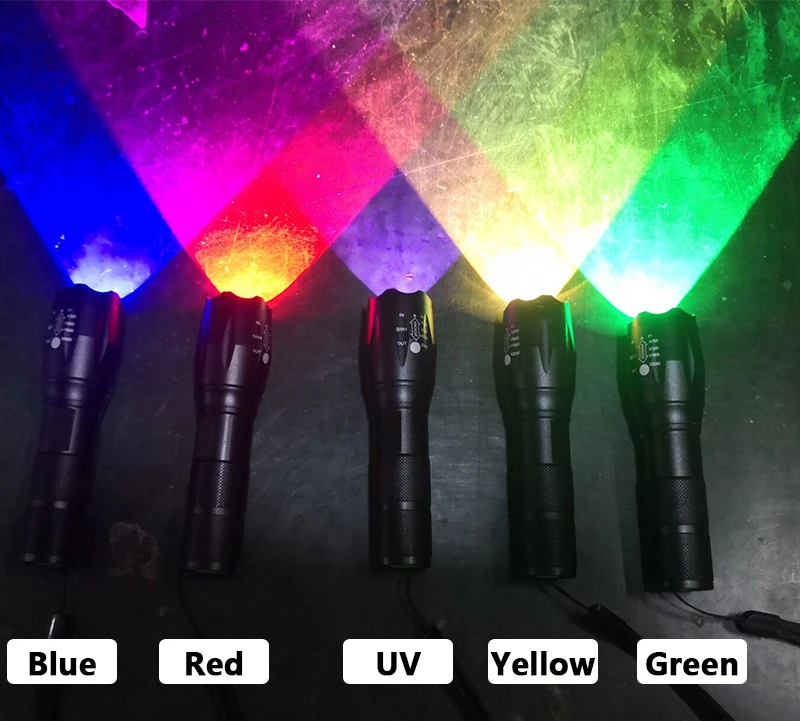 10pcs Yellow & White 2 Krāsas XM-L2 U3 Led Lukturīti Zoomable Ūdensizturīgs Lāpu 18650 vai AAA Baterijas Kempings Laternas