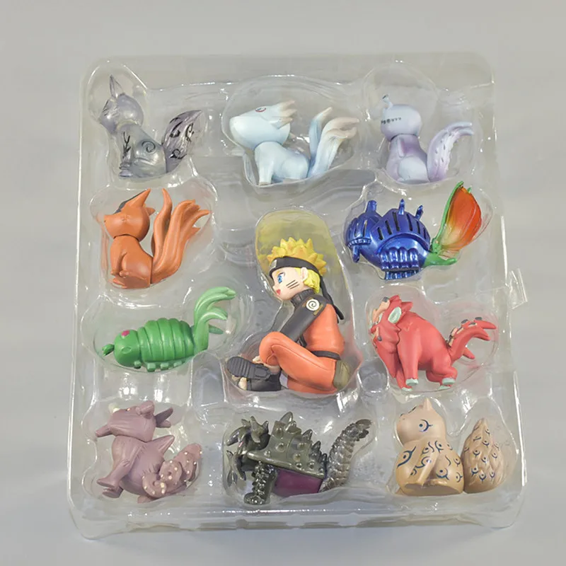 11pcs/set 4-6cm Uzumaki Naruto PVC Rīcības attēls Rotaļlietas Bijuu Kyuubi Kurama Gaara Shukaku Utakata Mini Kolekcionējamus modelis rotaļlietas Lelle