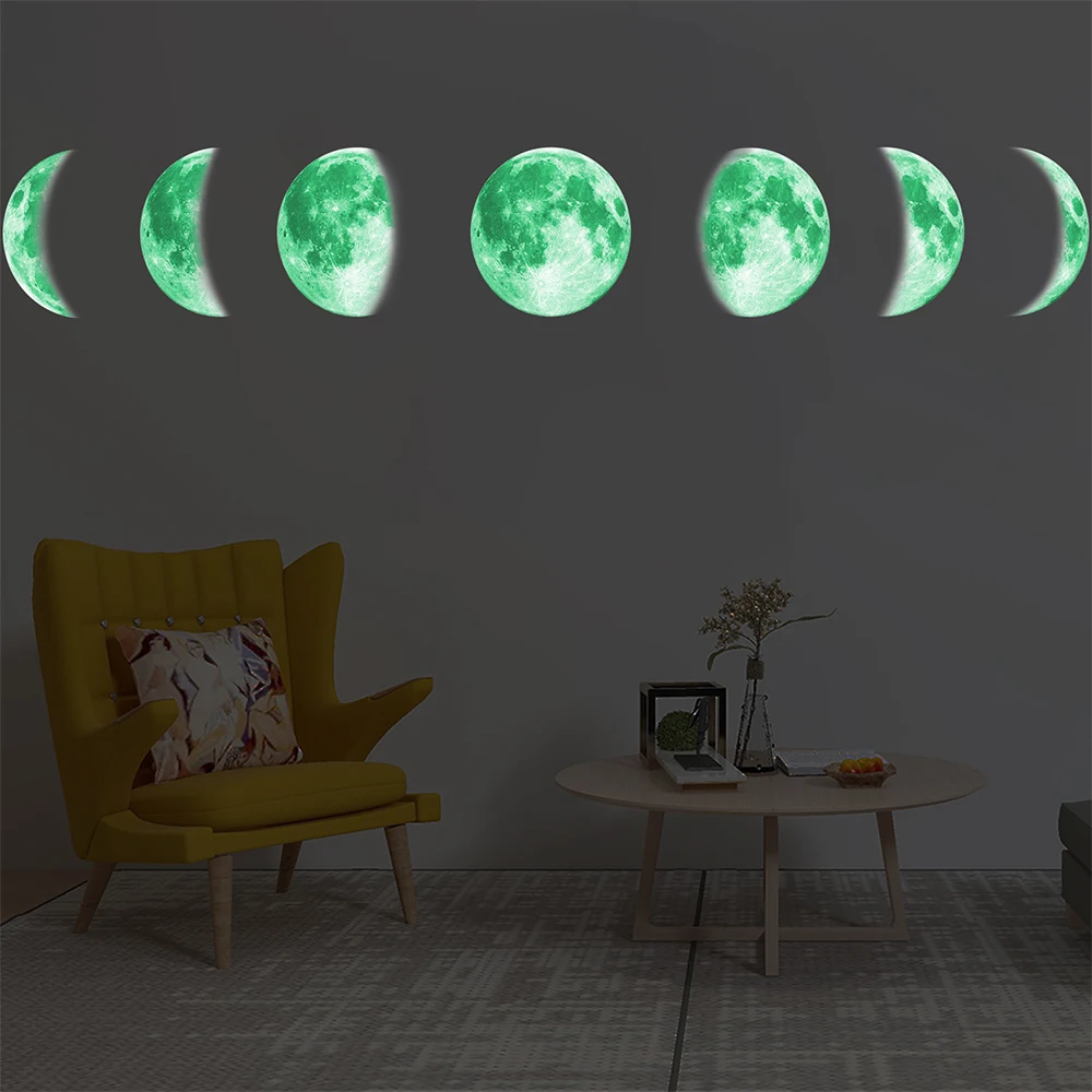 13cm Mēness Fāzes 3D Gaismas Sienas Uzlīmes, Dzīvojamā Istaba Dekori, kas Spīd Tumsā Sienas Guļamistabā Mākslas Uzlīmes Mēness Aptumsums Uzlīmes, Dekori