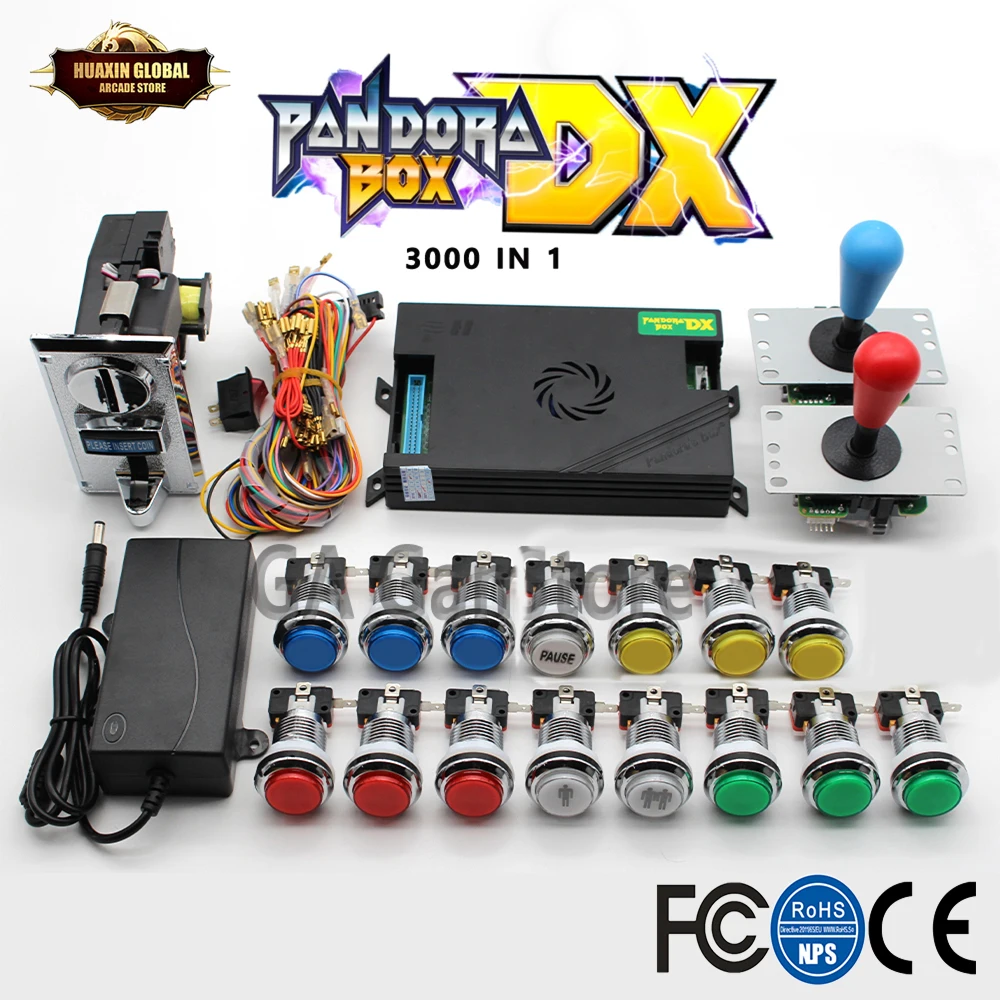 2 Atskaņotājs Sākotnējā Pandora Box DX Kit SANWA Kursorsviru,Chrome LED Push Pogas, Monētas Akceptoru, lai Mašīna Arcade Skapis ar Rokasgrāmata