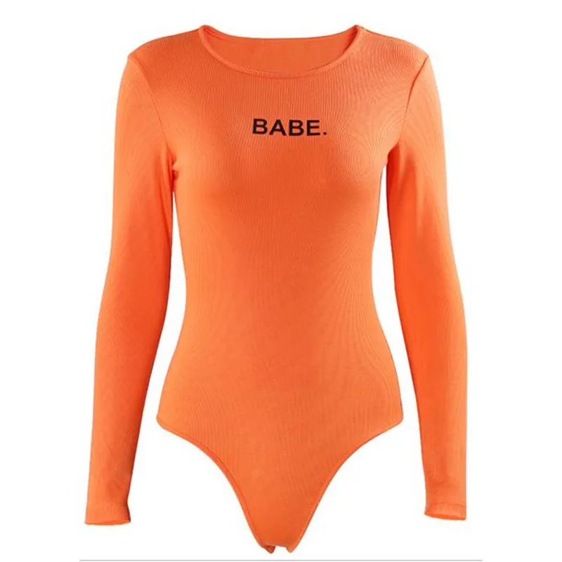 2019 Modes, Sexy Sievietes BĒRNIŅU Vēstuli Long Piedurknēm Bodysuits Gadījuma Izdilis Bodysuits Rudens Ziemas O-veida kakla Viens Gabals Ķermeņa Bodysuits