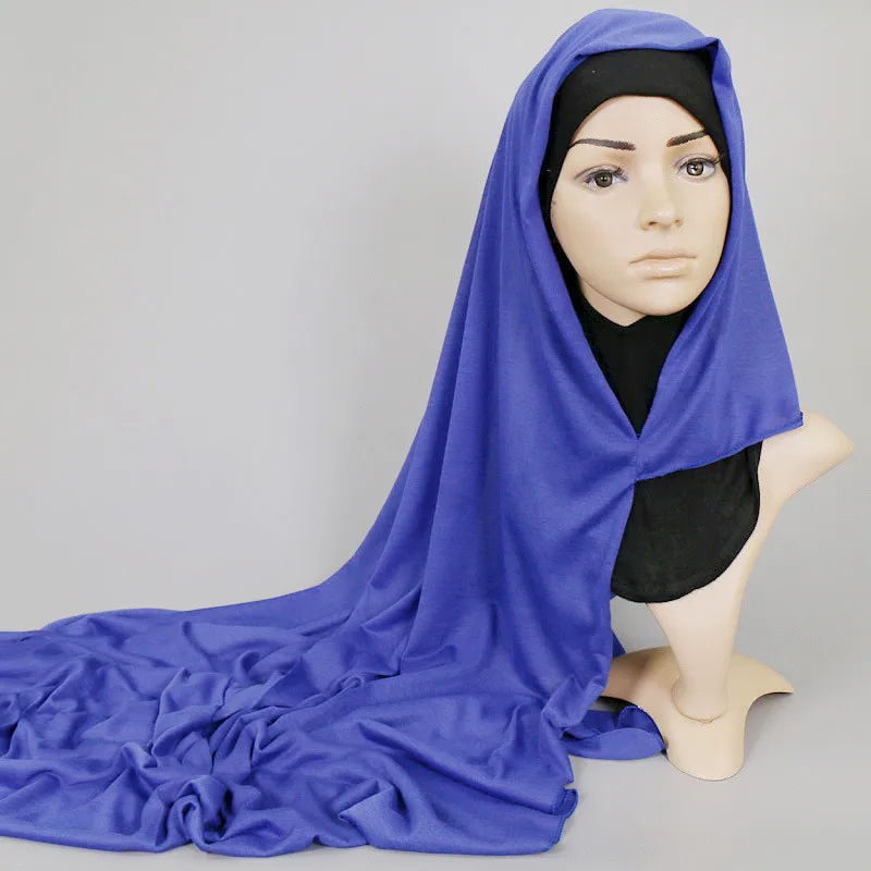 2019 Sievietes Vienkāršā Instant Kokvilnas Džersija Šalle Hijab Wraps un Šalles foulard femme Musulmaņu Hijabs Veikalā Gatavs Valkāt Lakatu
