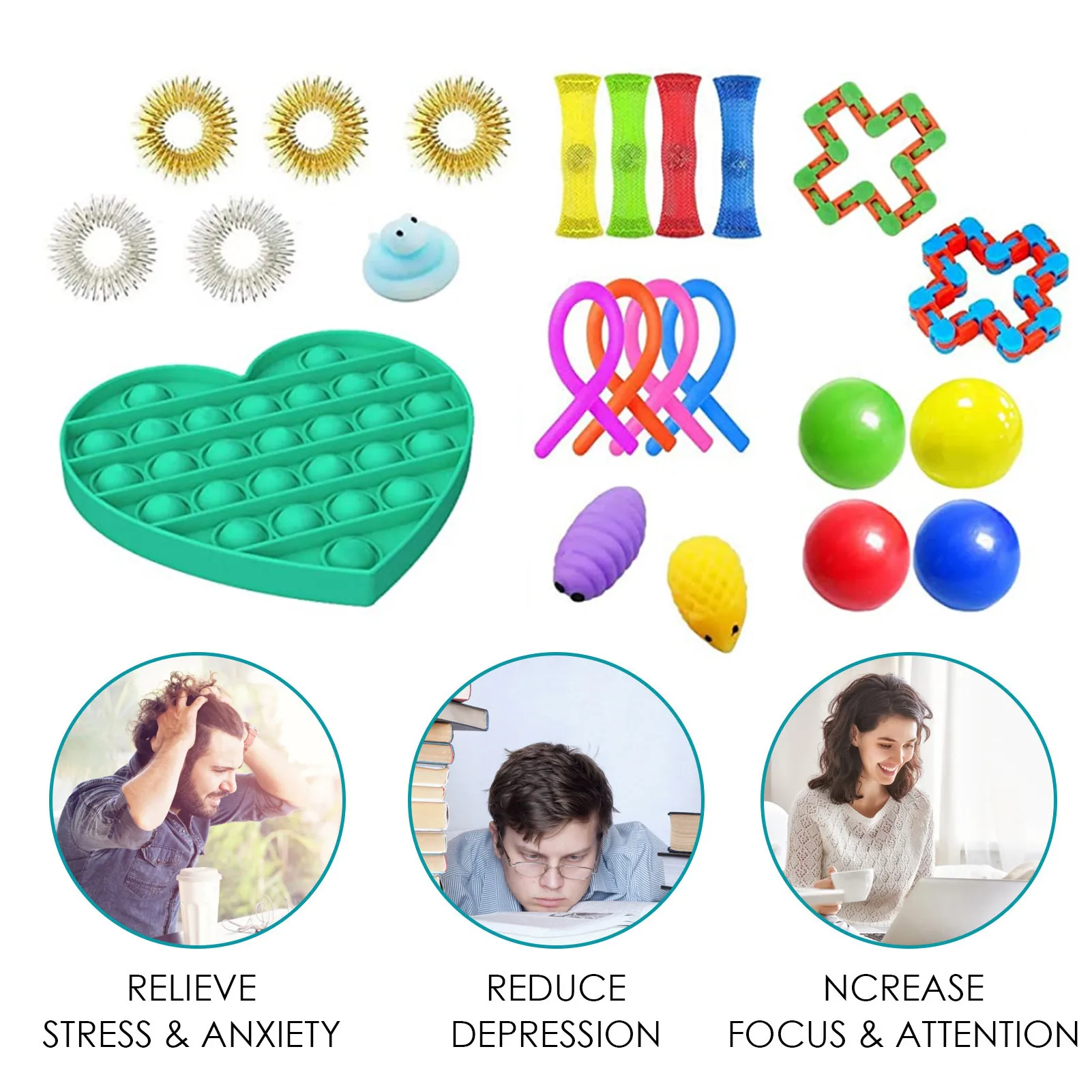 23 GAB Maņu Fidget Rotaļlietu Komplekts Mazināt Stresu Rotaļlietas Autismu Trauksme Relief Stresa Pop Burbulis Fidget Rotaļlietas Bērniem Pieaugušajiem