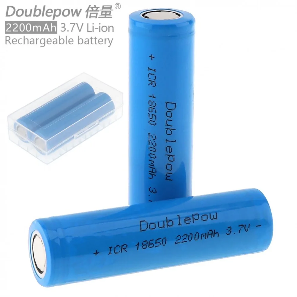 2gab/daudz Doublepow 18650 2200mAh 3,7 V Li-jonu Akumulators ar Drošības Vārsts + Pārnēsājamas Baterijas Kārba