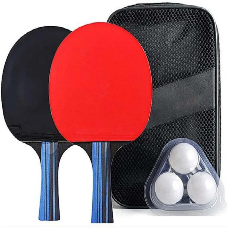 2GAB Ping Pong Galda Teniss Lāpstiņas Nūju Komplekts Profesionālo Gumijas Ilgi Īss Rokturis Ping Pong Rakete Bradāt ar 3 Bumbiņas 1 somiņa