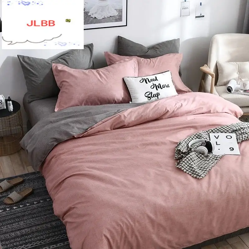 3/4 gabals vienkrāsainu gultas komplektu, guļamistaba dekorēšana sega vāka meitenēm AB pusē sega vāciņu 