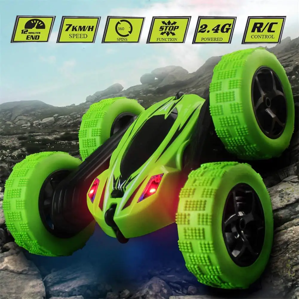 360 Grādu Rotējoša Double Sided RC Triks Auto ar Gaismas 1:24 Modelēšana Rotaļlietas Bērniem RC Automašīnām Rotaļlietas 2019 Dāvanas Bērniem