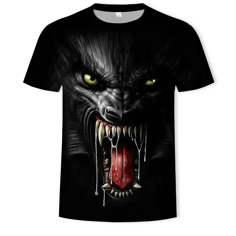 3D drukāšana modes T-krekls vīriešu vilks hip-hop iela apģērbs brīvs ērti, audums O-veida kakla dažādu lapsa un vilks vīriešu clothi