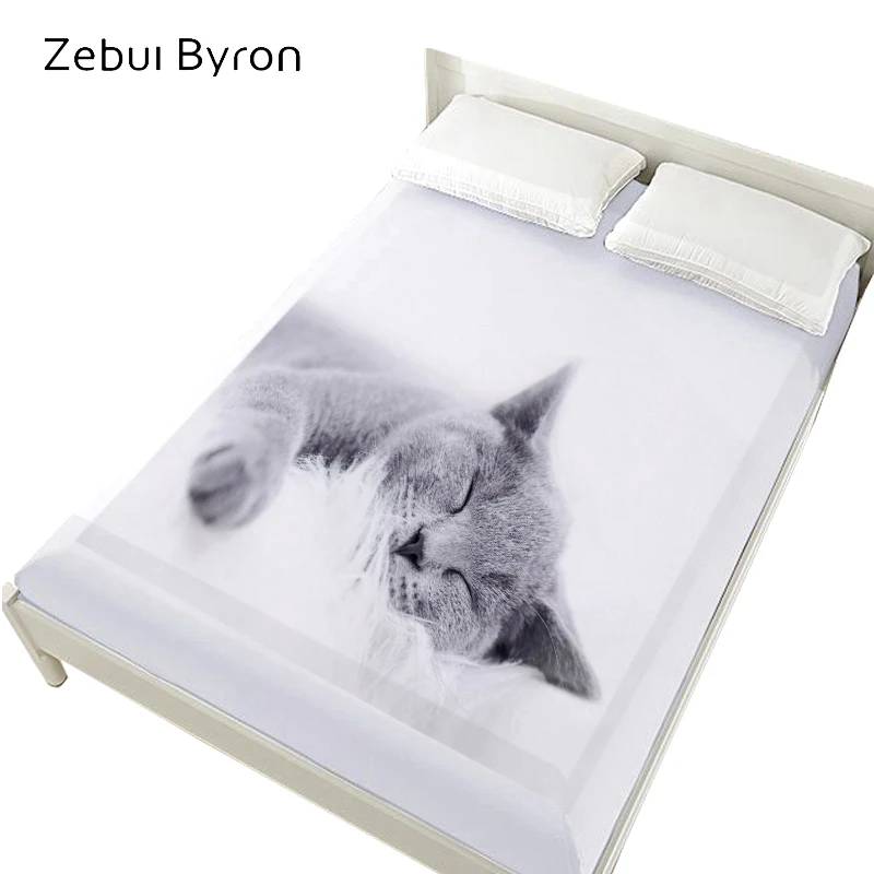3D Gultas veļa Uz gumiju, Gulta,160x200, kas Aprīkoti Loksnes,Matracis Segums, gulta.Palags,Gultas Veļa dzīvnieku Miega kaķis Gultas piederumi Bērniem
