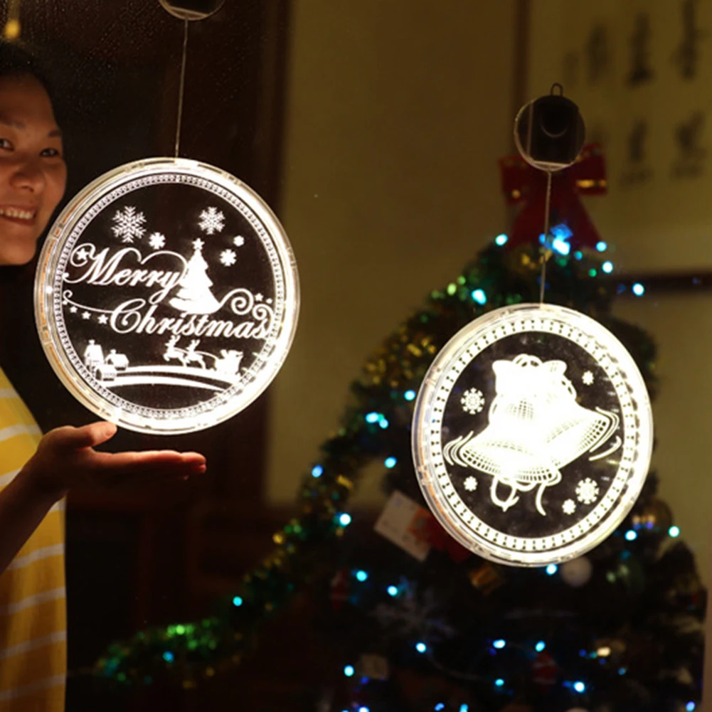 3D LED Ziemassvētku Piekārtiem Gaismas Spuldzes Laternas Ziemassvētki Dekoratīvie Gaismas Iekštelpu Windows Dekoru 16.8 cm 10 Veidu Koka Māju Gaismas