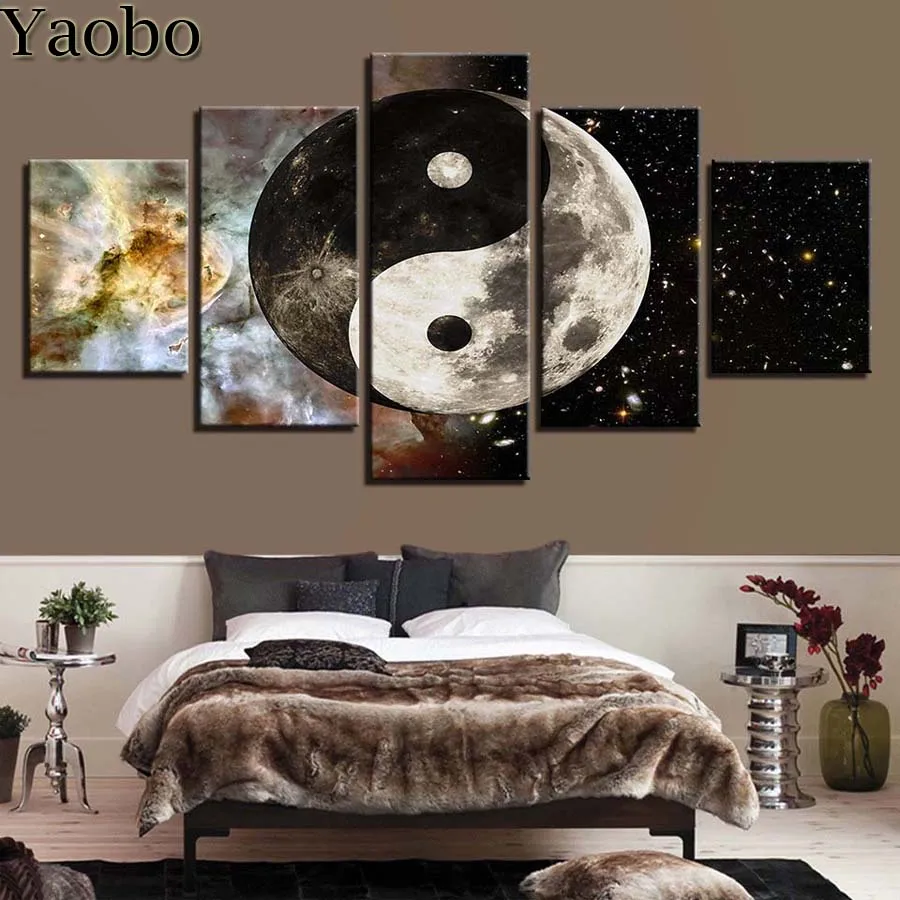 5 GAB. Visuma Telpā Dimanta Izšuvumi Yin un Yang 5D diy Dimanta glezna krustdūrienā komplekti,Mozaīkas dimanta dzīvojamā istaba dekori