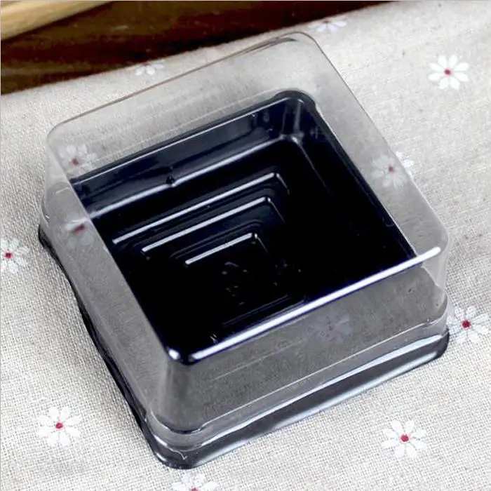 50sets 7.8*7.8*4cm Black&Gold Apakšā 100G Mēness Kūka Turētājs Plastmasas Cake Box Kāzu Favor Kastes Piegādēm