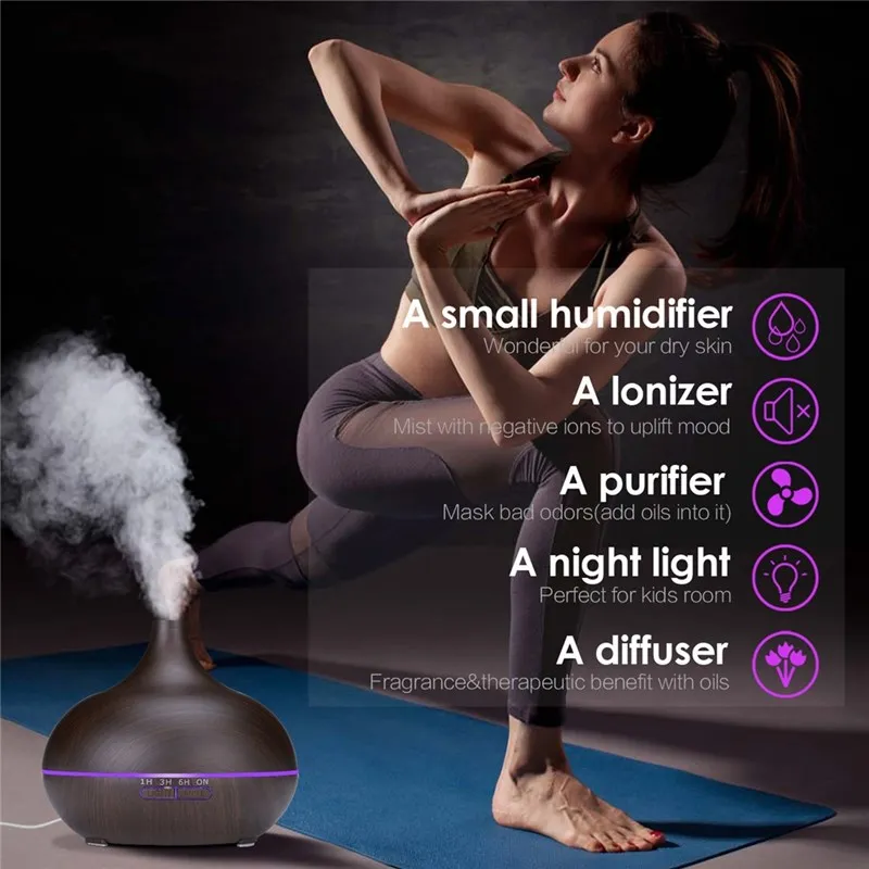 550ml USB Gaisa gaisa mitrinātāju, Aromāta Izkliedētājs Tālvadības pults 7 Krāsu Mainās LED Gaismas Atdzist Migla Maker Gaisa Attīrītājs Mājas