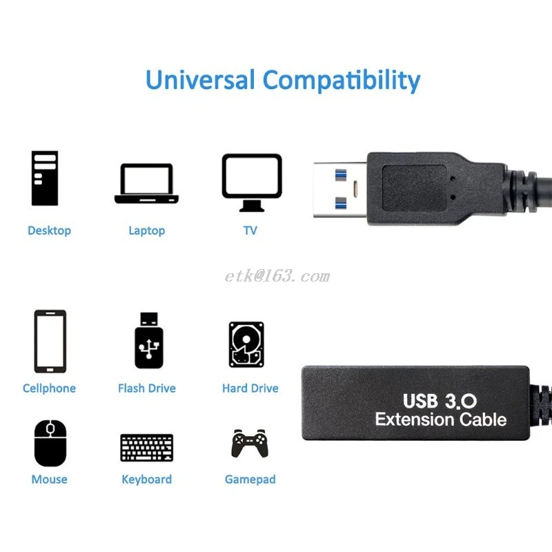 5m/10m/15m USB 3.0 Pagarinājuma Kabelis, Signāla Pastiprināšanas Datu Līniju, ASV/ES Kontaktdakšu Strāvas Adapteri Windows XP/Vista/7/OS Sistēmas