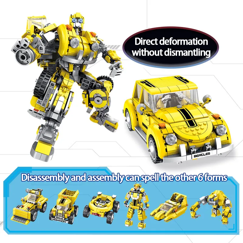 6 1 Deformācijas Hornet Mecha Vabole Auto Ēku Bloku Tehnikas Radītājs Pilsētas Robots Izglītības Bērniem Rotaļlietas