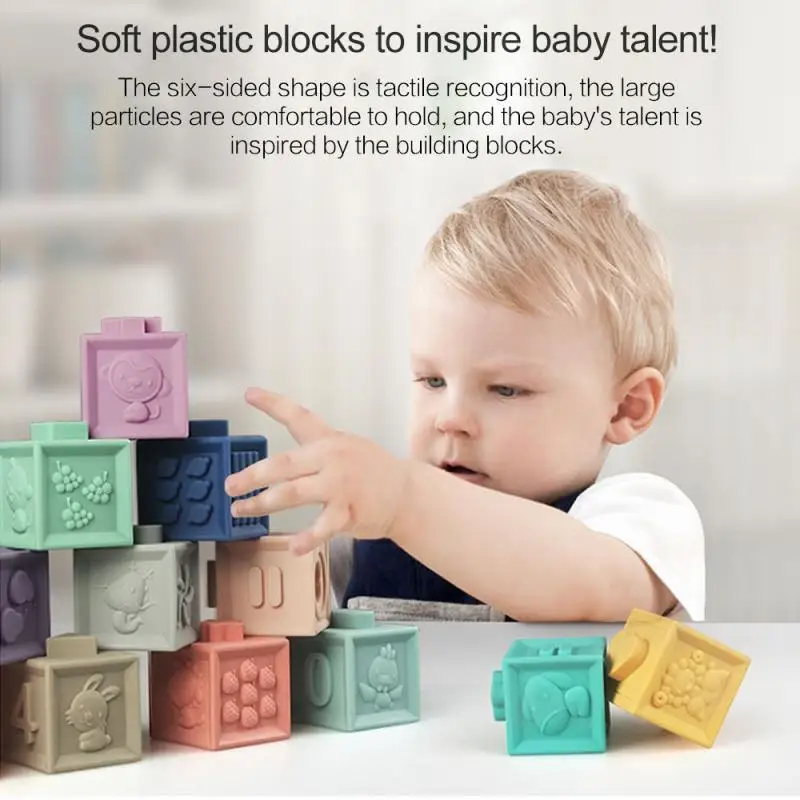 6pcs/12pcs Mīkstas Gumijas 3D Puzles, Rotaļlietas, nepārtraukti Mainās, Celtniecības Bloki DIY Jigsaw Cute rotaļlietas xmas dāvanas