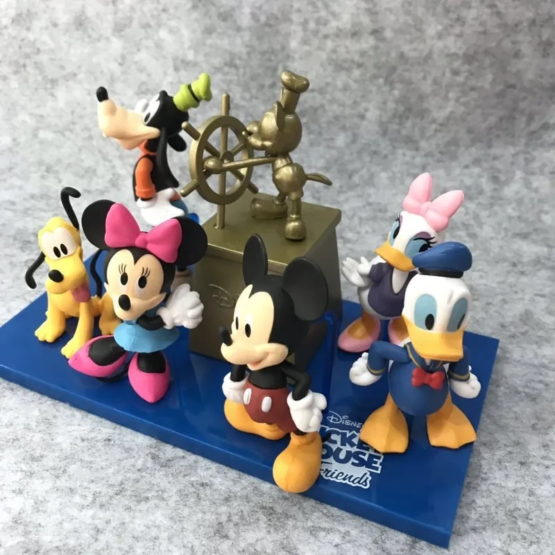 7Pcs Oriģināls Disney Mickey Mouse Clubhouse Minnie Donald Duck Daisy Anime Attēls PVC Rīcības Attēls Rotaļlietas, Bērnu Dzimšanas dienas Dāvana
