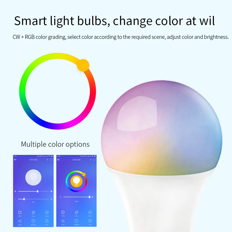 8 Gab E27/E26 9W Smart Spuldzes Portatīvo Laika Balss Vadība LED Mājas Automatizācijas eWeLink Pielāgot RGB+PKT Lampa Ar Google Home Alexa