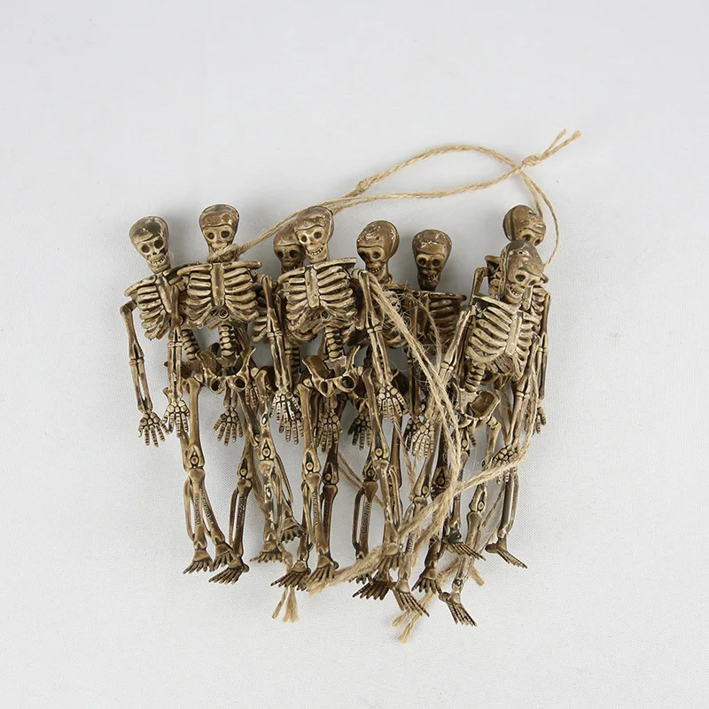 8pcs Skelets Ziemassvētku Prop Plastmasas Spilgti Cilvēku Kauli, Galvaskausu Statuetes par Šausmu Halloween Puse Apdare, Interesantus aksesuārus