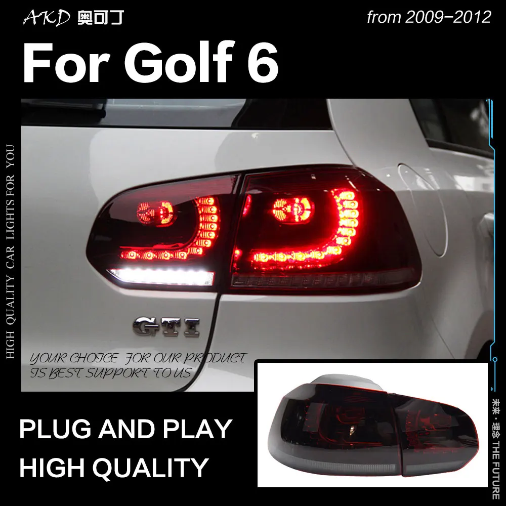 AKD Auto Stils VW Golf 6 Aizmugurējie Lukturi 2009. - 2012. Gadam Golf6 R20 LED Aizmugurējie Lukturi LED dienas gaitas lukturi Dynami Bremžu Signāls Reverse auto Piederumi