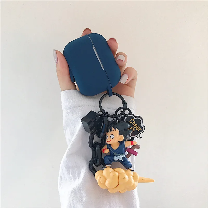 Anime Gadījumā Airpods Pro Gudrs Bluetooth Austiņas Gadījumā Airpods 1 2 seguma Silikona Son Goku ar Keychain
