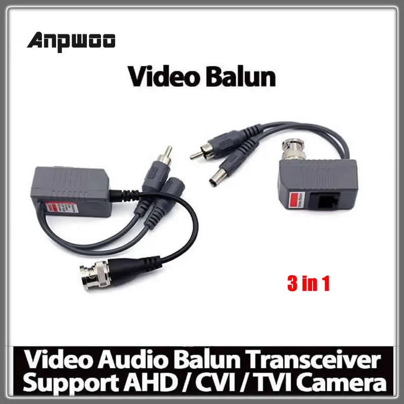 Anpwoo 3 in 1 CCTV Kameras Video Balun Raiduztvērēju BNC Savienotājs UTP RJ45 Video un Power over CAT5/5E/6 Drošības Kabelis