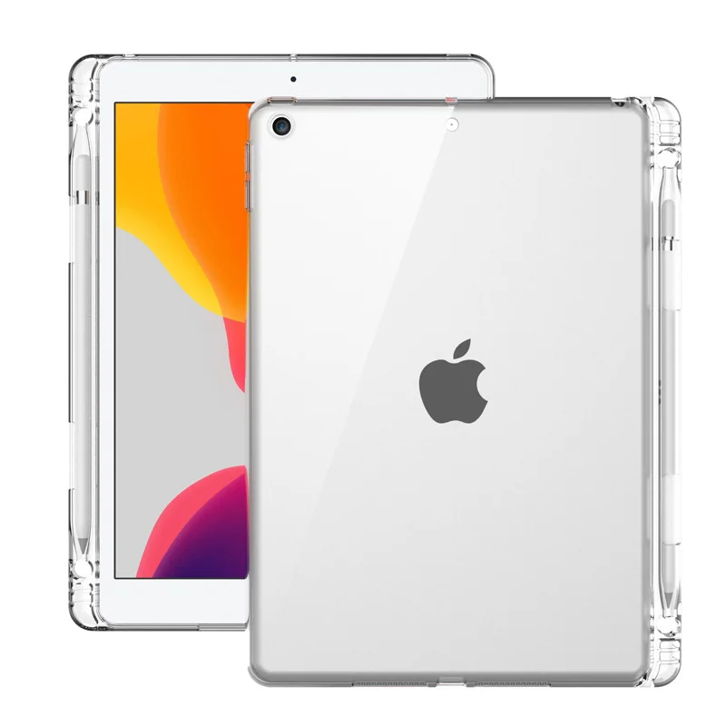 Ar Zīmuļa Turētāju Lietā par iPad 4 Gaisa 10.9 10.2 2020. gadam TPU Silikona Caurspīdīgs Aizmugurējais Vāks iPad 8. Paaudzes Būtiska Capa