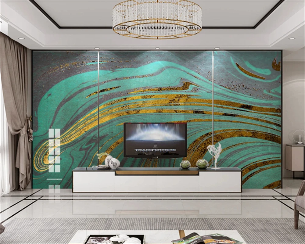 Beibehang Pielāgotus foto tapetes, 3D oriģināls zilā zelta ūdens graudu kalnu modes marmora fona sienas, mājas apdare