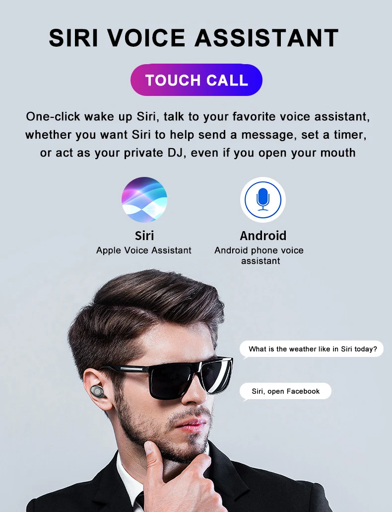 Bluetooth austiņas Touch Control trokšņa slāpēšanas TWS taisnība, bezvadu austiņām sporta Airpots earbuds ar mikrofonu telefoniem