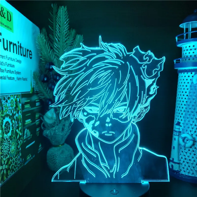 Boku Nav Varonis Augstskolu LED Nakts Apgaismojums, Todoroki Shoto MANS VARONIS AUGSTSKOLU 3D Lampu Mājas Apdare ēsmas zivtiņu vadi Anime Guļamistaba Dekori Lampe