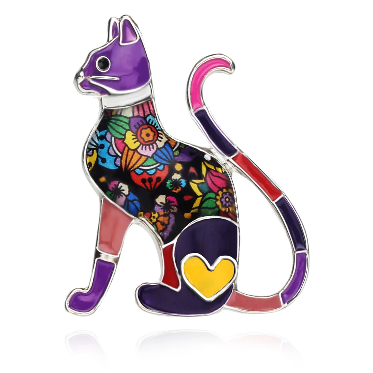 Bonsny Sakausējuma Emaljas Elegants Kaķis Piespraudes Pin Drēbes Šalle Apdare Modes Rotaslietas Sievietēm, Meitenēm, Dāmām, Pet Mīļotājiem Dāvanu Karstā