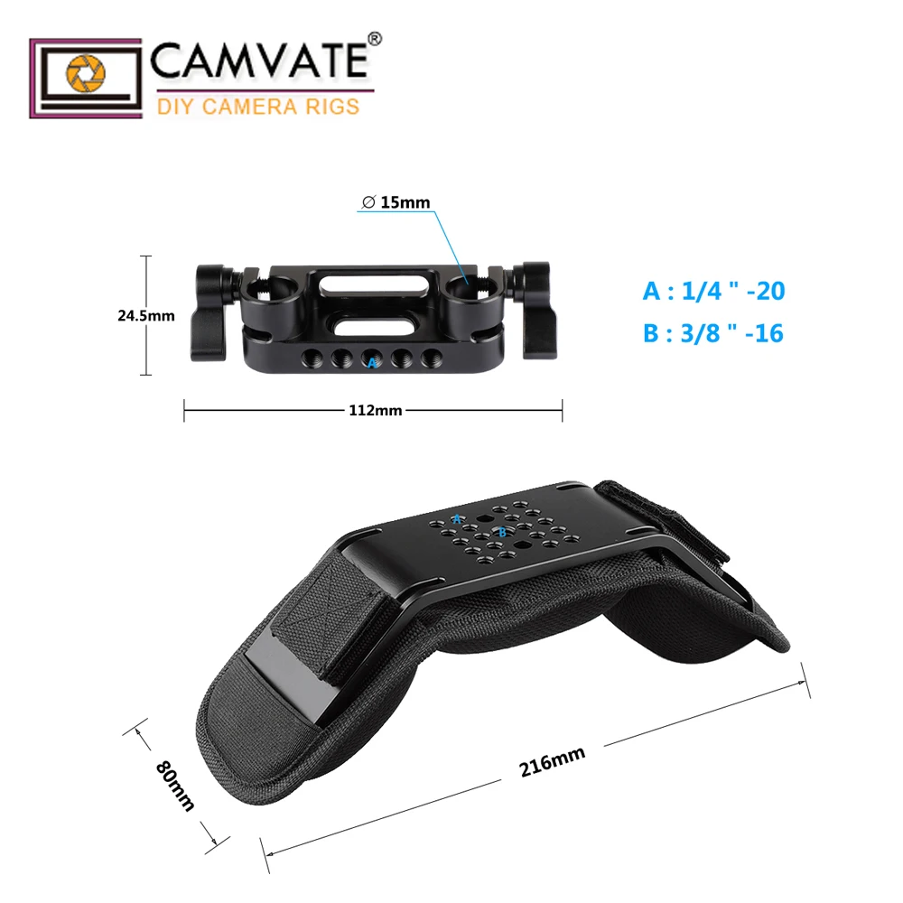 CAMVATE Kamera Universālo Putu Plecu Spilventiņu Ar 15mm Dual Stieņa Skava DSLR Kameras 15mm Railblock Pleca Platformu Atbalsta Sistēma