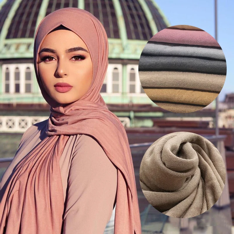 Daudzkrāsains, Mīkstu Kokvilnas Musulmaņu Lakatu Instant Jersey Hijab Pilnībā Segtu Klp Aptīt Šalli Islāma Šalles Sievietēm Turban Galvas Lakati
