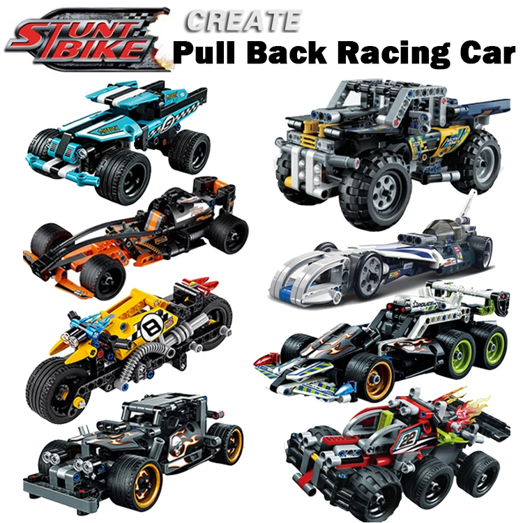 Decool Racer Pull Atpakaļ Auto Tehnika Traktoru, Ekskavatoru Tehniķis, Celtniecības bloki, Ķieģeļi Saderīgu Bērnu Rotaļlietas Bērniem