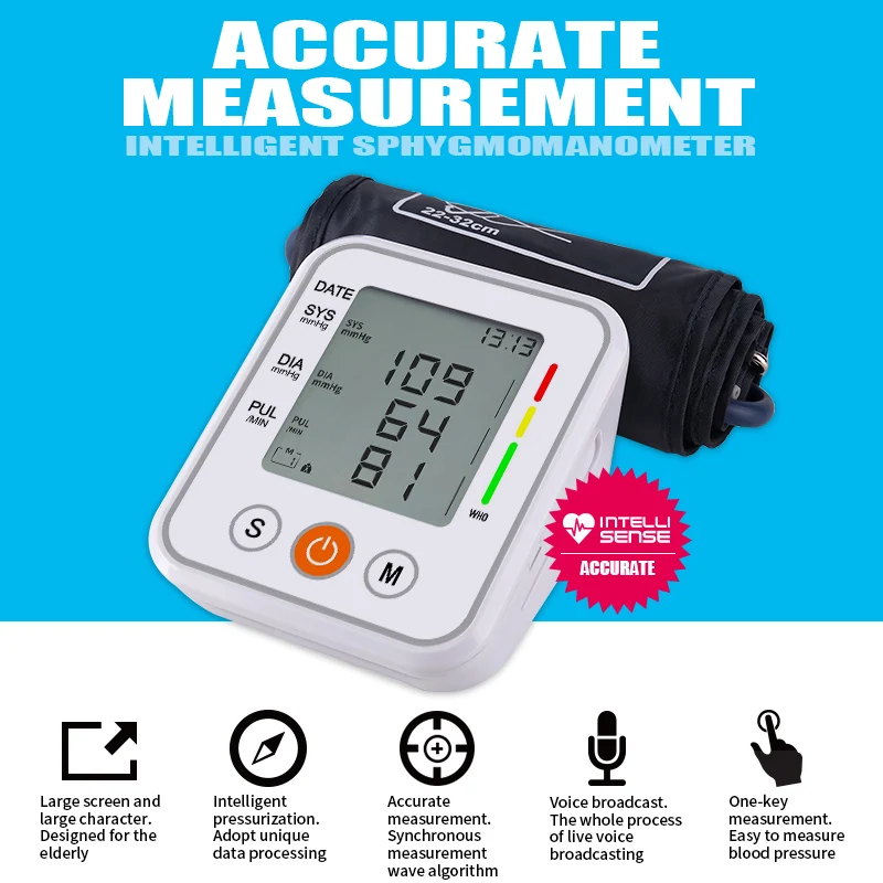 Digitālā Automātiskā un Rokas Asins Spiediena Monitoru, Sphygmomanometer Sirds ritma Mērītājs, LCD Augšējā Kamertonis BP Tensiometro Veselības Aprūpes