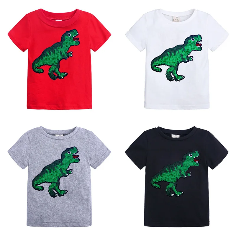 Dinozauru Grafiskais T Krekli Cartoon Kids Zēnu T-Krekli, Kokvilnas Bikses, Piedurknes Bērniem Meiteņu Topi Vasaras Bērnu T Krekls 2-7 Gadi