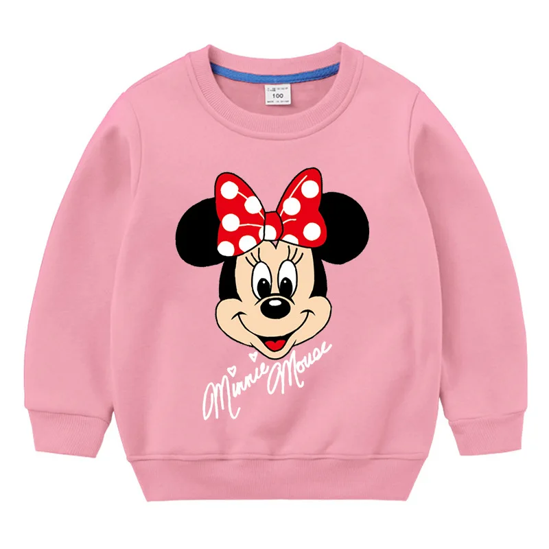 Disney Minnie Meitenes Kapuci sporta Krekli Pavasara Rudens Kokvilnas Džemperi Bērnu Apģērbu Meitene Džemperis Bērniem Topi Apģērbi