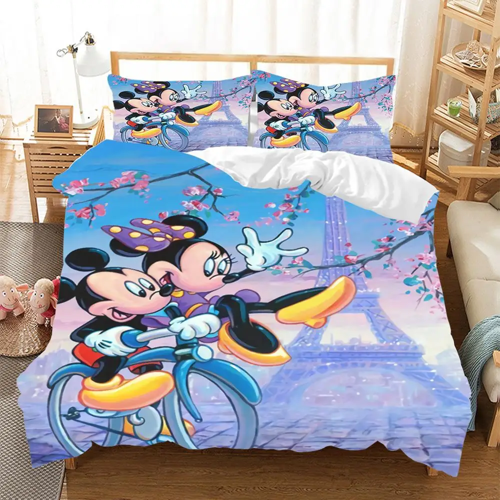 Disney Minnie Modelis Mickey Mouse Gultas Komplekts ar Spilvendrānas Viena Dubultā Karaliene, Karalis Izmēri Poliestera Gultas Veļas Sega sedz,