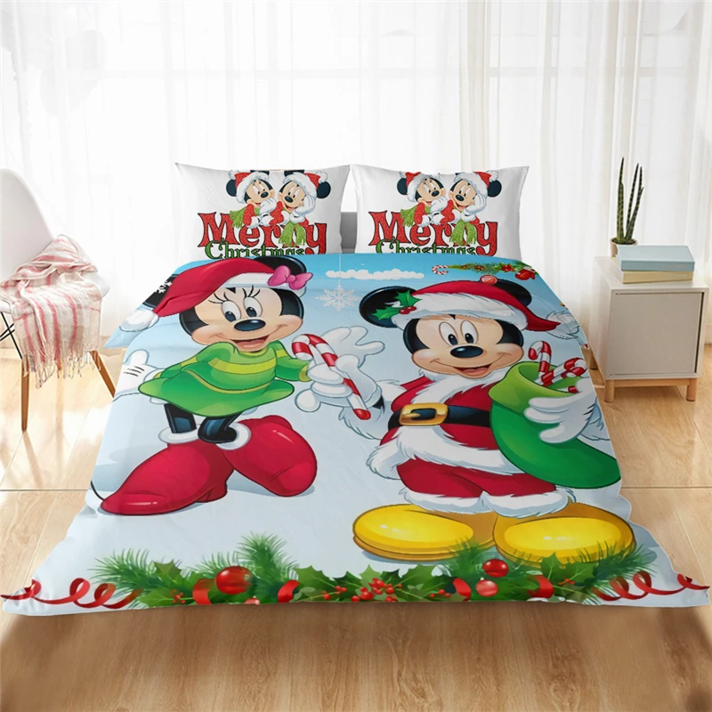 Disney Ziemassvētku Gultas Komplekts Mickey Minnie Dāvanu Mīksto Mājas Tekstils Guļamistabai, Queen, King Size Bērniem, Pāris Studentu Gultas Komplekts