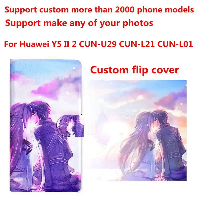 DIY Tālrunis soma Personalizētu pielāgotus foto Attēlu PU ādas gadījumā pārsegu, lai Huawei Y5 II 2 CUN-U29 CUN-L21 CUN-L01