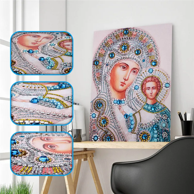 Dāvanu DIY 5D diy īpašas formas Dimanta Izšuvumi Reliģijas Dimanta Krāsošana Reliģisko Portrets Cross Stitch Rokdarbi